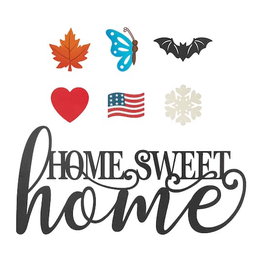 Glitzhome&#xAE; 24&#x22; Metal Home Sweet Home Wall D&#xE9;cor with Changeable Shapes